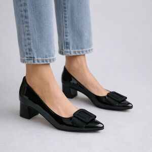 Adrienne Vittadini Black Patent Block Heel Size 7